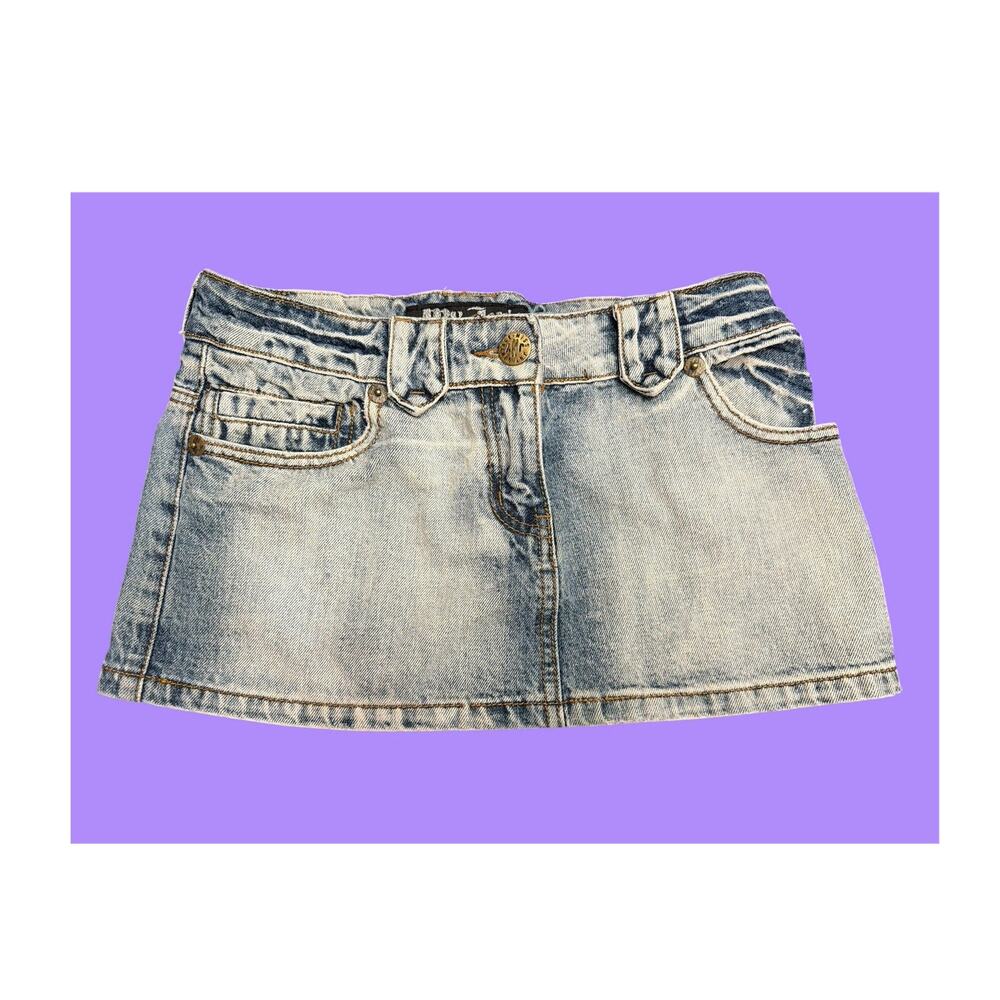 Y2K Blue Denim Mini Skirt Embroidered Back Pockets EU 34 - US size XS - 0/2